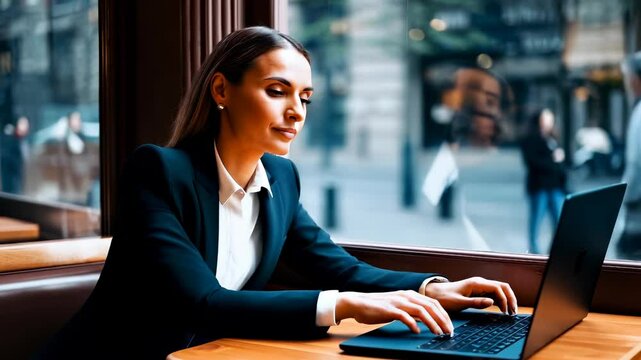 Professional Working in a Cafe