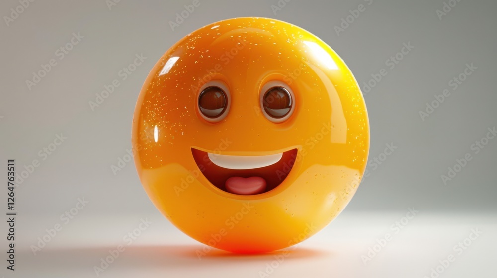 Fototapete 3D realistic emoji from an elevated and diagonal perspective, capturing detailed textures and expressions on a white background