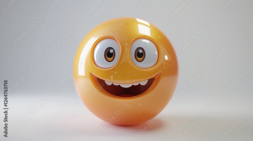Fototapete 3D realistic emoji from an elevated and diagonal perspective, capturing detailed textures and expressions on a white background