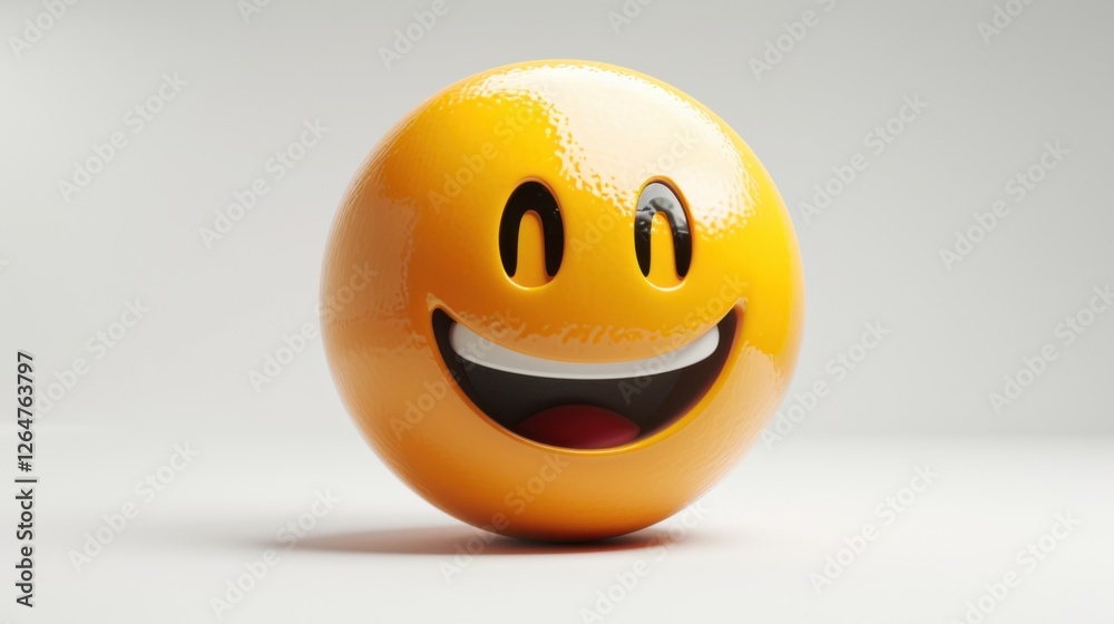 Fototapete 3D realistic emoji from an elevated and diagonal perspective, capturing detailed textures and expressions on a white background
