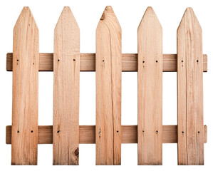 Rustic Wooden Picket Fence with Weathered Texture on Transparent Background