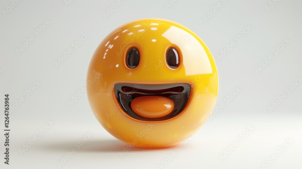Fototapete 3D realistic emoji from an elevated and diagonal perspective, capturing detailed textures and expressions on a white background