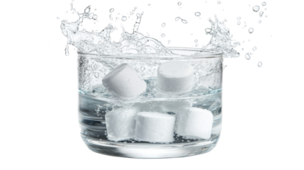 effervescent tablets dissolving in water isolated on transparent background