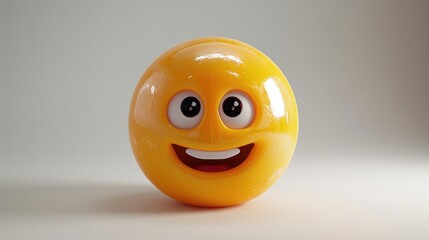 Fototapeta premium 3D realistic emoji from an elevated and diagonal perspective, capturing detailed textures and expressions on a white background