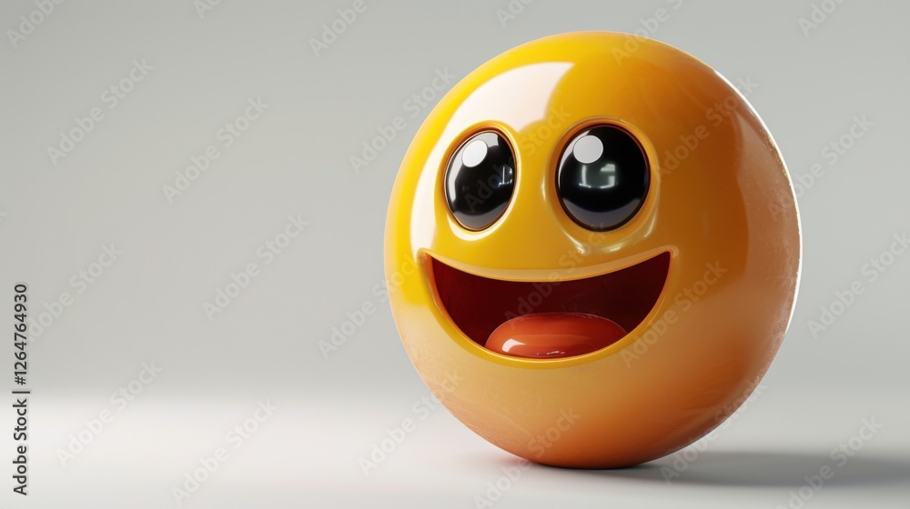 Fototapete 3D realistic emoji from an elevated and diagonal perspective, capturing detailed textures and expressions on a white background