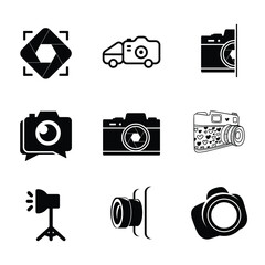 Photography camera icon set. camera logo icon