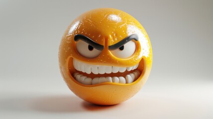 Fototapeta premium 3D realistic emoji from an elevated and diagonal perspective, capturing detailed textures and expressions on a white background