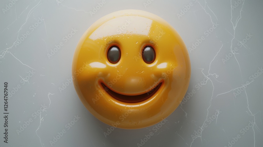 Fototapete 3D realistic emoji from an elevated and diagonal perspective, capturing detailed textures and expressions on a white background