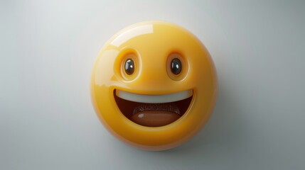 Fototapeta premium 3D realistic emoji from an elevated and diagonal perspective, capturing detailed textures and expressions on a white background