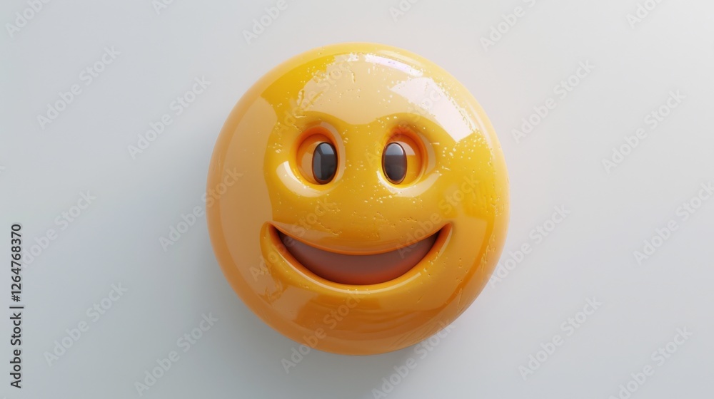 Fototapete 3D realistic emoji from an elevated and diagonal perspective, capturing detailed textures and expressions on a white background