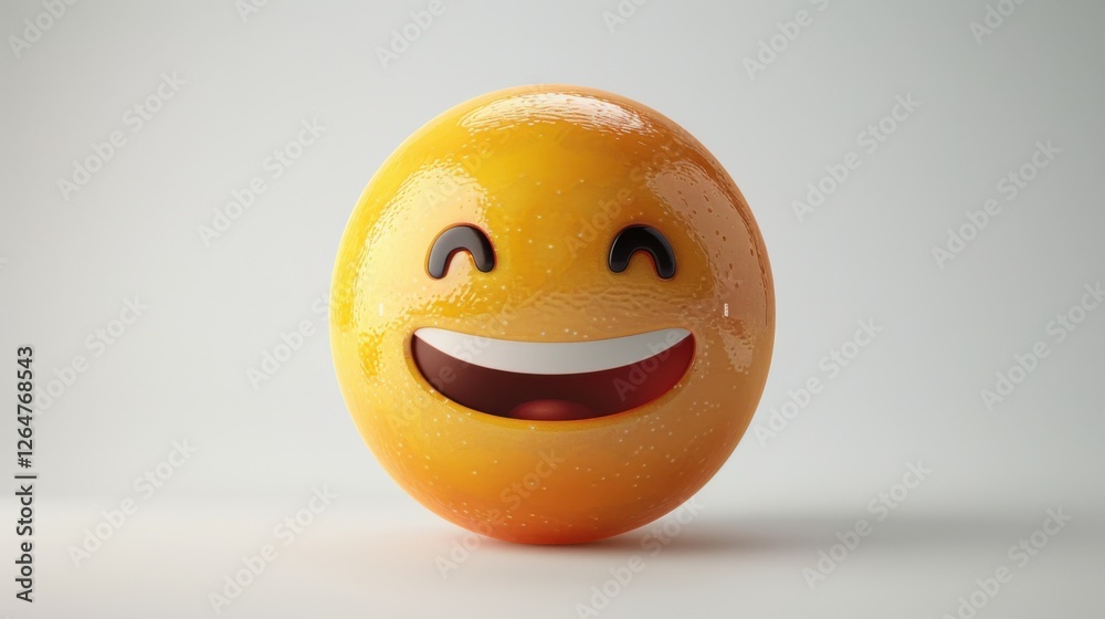 Fototapete 3D realistic emoji from an elevated and diagonal perspective, capturing detailed textures and expressions on a white background