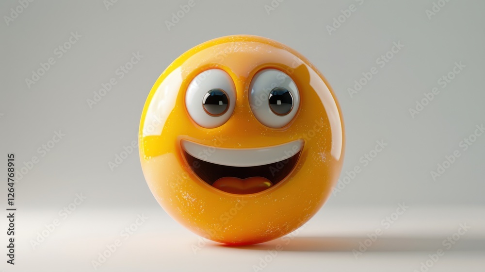 Fototapete 3D realistic emoji from an elevated and diagonal perspective, capturing detailed textures and expressions on a white background
