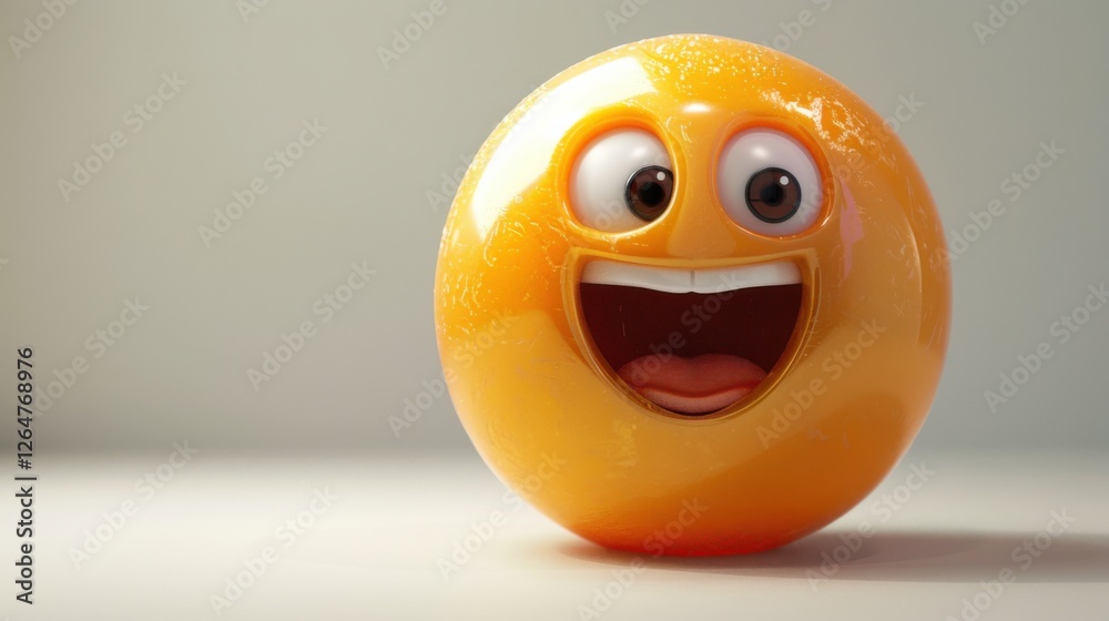 Fototapete 3D realistic emoji from an elevated and diagonal perspective, capturing detailed textures and expressions on a white background