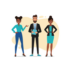 Obraz premium Diverse Business Team Illustration Standing Together in Professional Attire