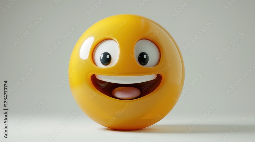 Fototapete 3D realistic emoji from an elevated and diagonal perspective, capturing detailed textures and expressions on a white background