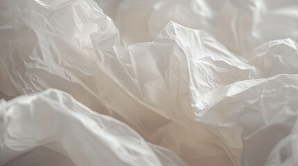 Obraz premium Close-up of crumpled white fabric creating soft textures and shadows in natural light