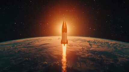 A minimalist 3D design of a private space capsule orbiting Earth, smooth metallic surface reflecting the planet light, distant stars softly illuminating the scene, clean, sharp lines, empty space