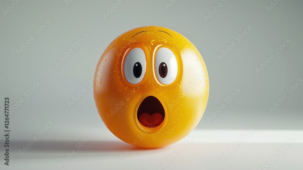 Fototapete 3D realistic emoji from an elevated and diagonal perspective, capturing detailed textures and expressions on a white background