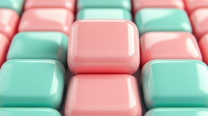 Colorful pastel blocks arranged in a grid pattern create a visually appealing geometric design filled with symmetry