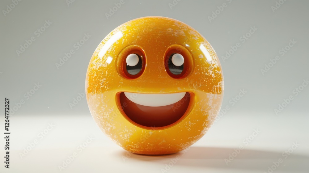 Fototapete 3D realistic emoji from an elevated and diagonal perspective, capturing detailed textures and expressions on a white background