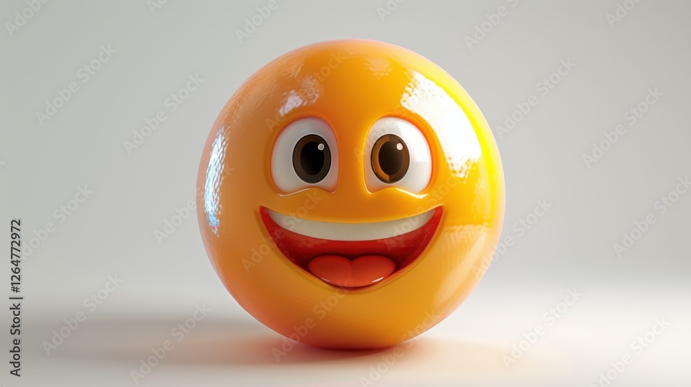 Fototapete 3D realistic emoji from an elevated and diagonal perspective, capturing detailed textures and expressions on a white background