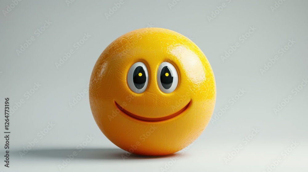 Fototapete 3D realistic emoji from an elevated and diagonal perspective, capturing detailed textures and expressions on a white background
