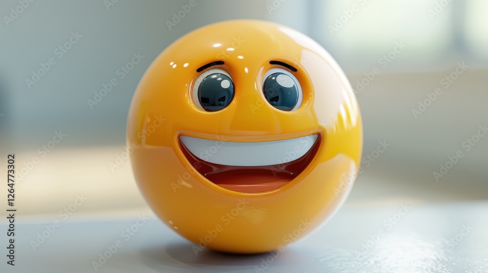 Fototapete 3D realistic emoji from an elevated and diagonal perspective, capturing detailed textures and expressions on a white background