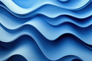Obraz premium Abstract Blue Waves Background with Curved Layers and Fluid Texture for Creative Use