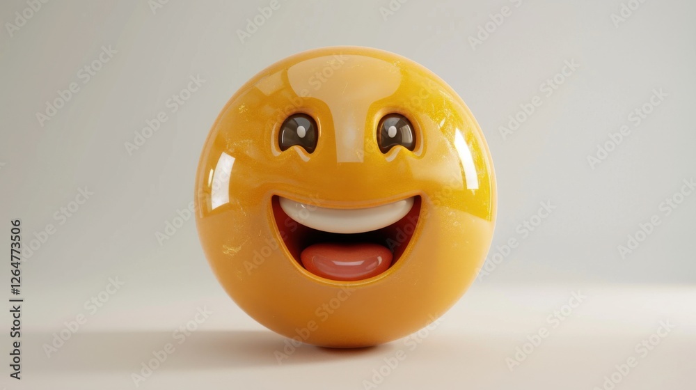 Fototapete 3D realistic emoji from an elevated and diagonal perspective, capturing detailed textures and expressions on a white background