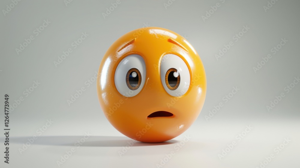 Fototapete 3D realistic emoji from an elevated and diagonal perspective, capturing detailed textures and expressions on a white background