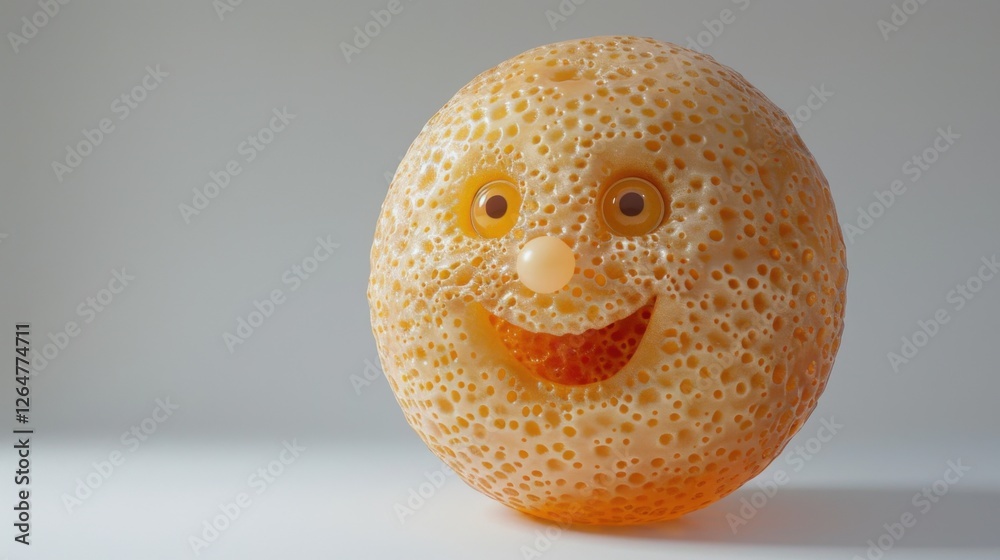 Fototapete 3D realistic emoji from an elevated and diagonal perspective, capturing detailed textures and expressions on a white background