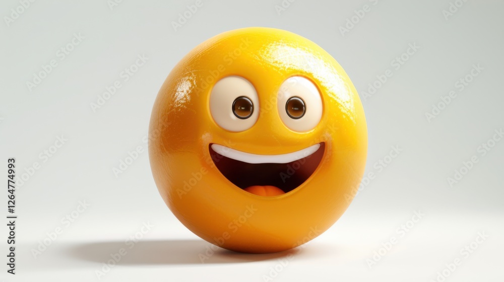 Fototapete 3D realistic emoji from an elevated and diagonal perspective, capturing detailed textures and expressions on a white background