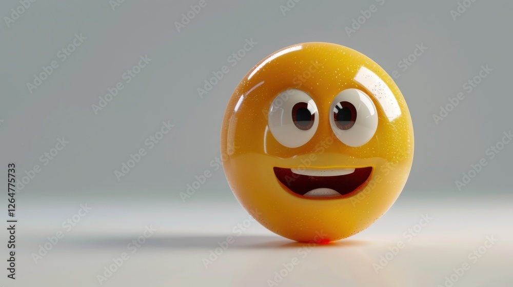 Fototapete 3D realistic emoji from an elevated and diagonal perspective, capturing detailed textures and expressions on a white background