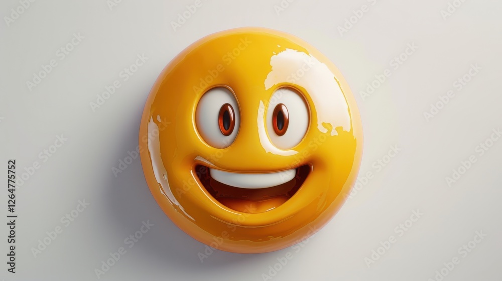 Fototapete 3D realistic emoji from an elevated and diagonal perspective, capturing detailed textures and expressions on a white background