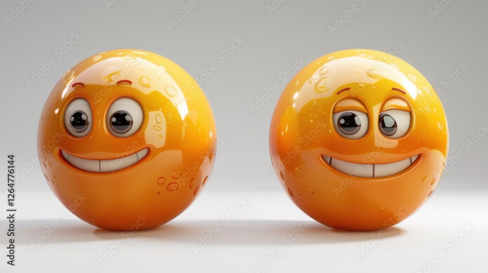 Fototapete 3d realistic emoji from an elevated and diagonal perspective, capturing detailed textures and expres