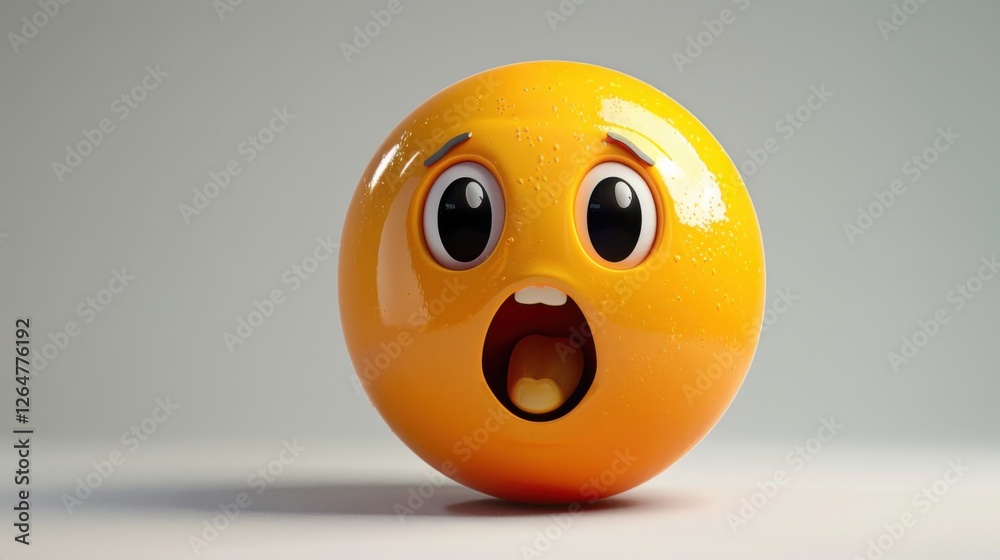 Fototapete 3D realistic emoji from an elevated and diagonal perspective, capturing detailed textures and expressions on a white background