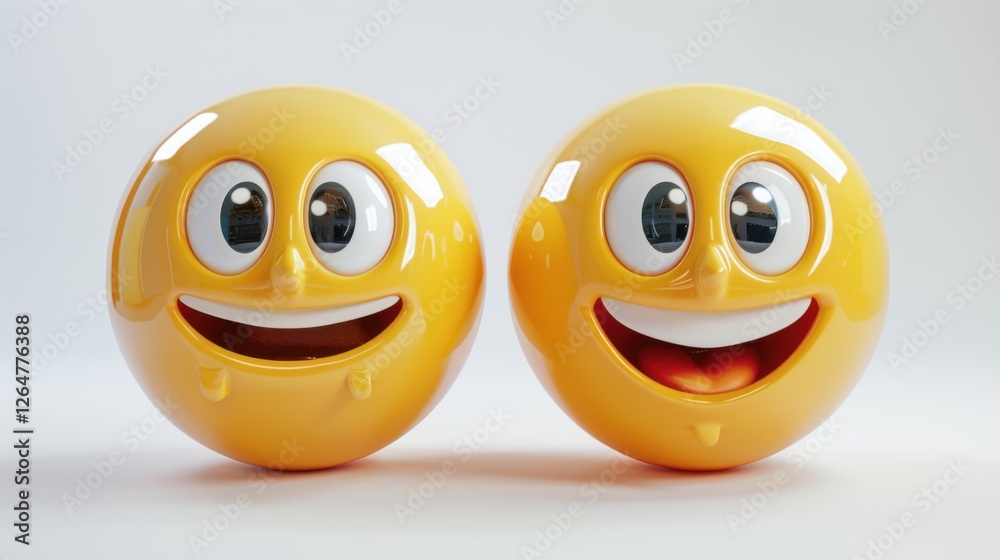 Fototapete 3d realistic emoji from an elevated and diagonal perspective, capturing detailed textures and expres