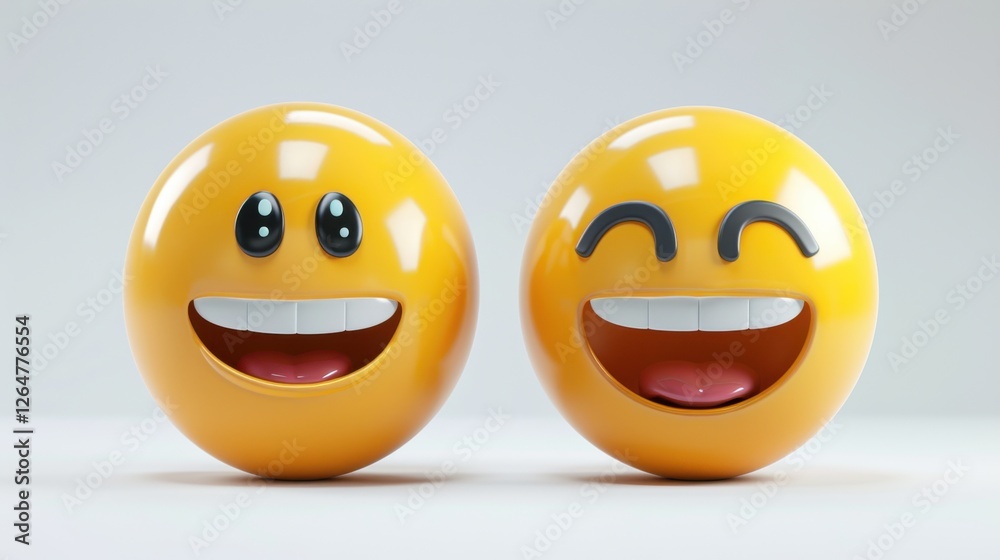 Fototapete 3d realistic emoji from an elevated and diagonal perspective, capturing detailed textures and expres