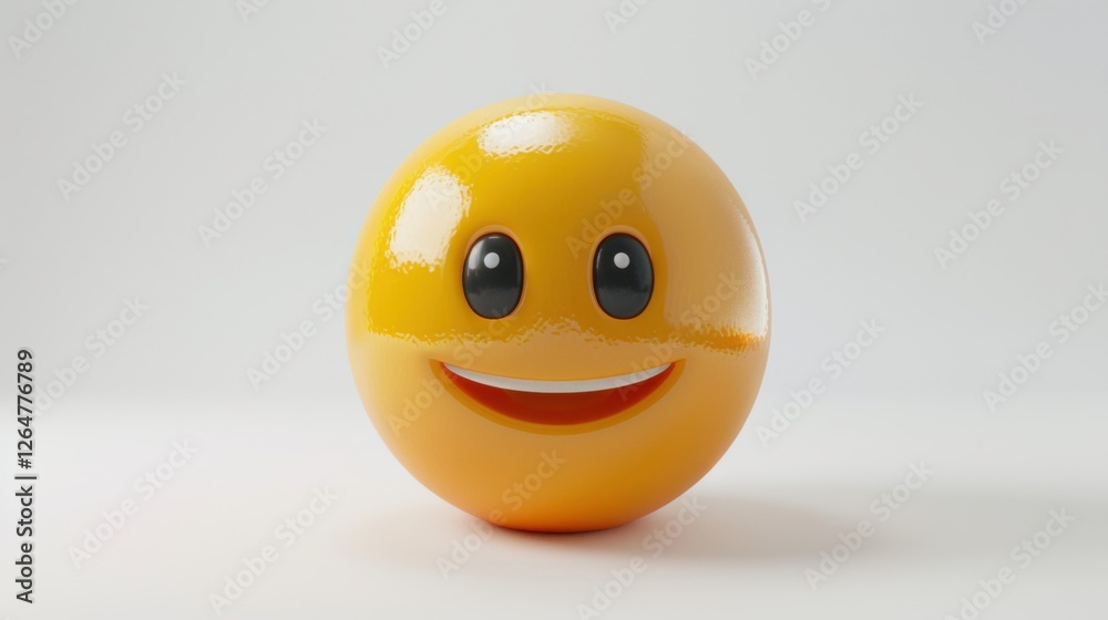 Fototapete 3D realistic emoji from an elevated and diagonal perspective, capturing detailed textures and expressions on a white background