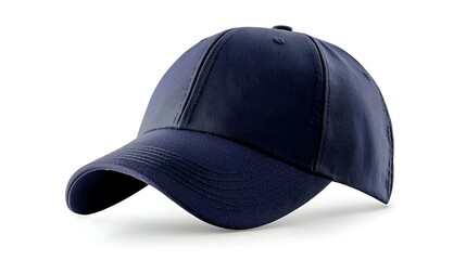 Navy Blue Baseball Cap On White Background