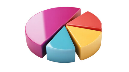 Obraz premium colorful pie chart 3d render isolated on transparent background