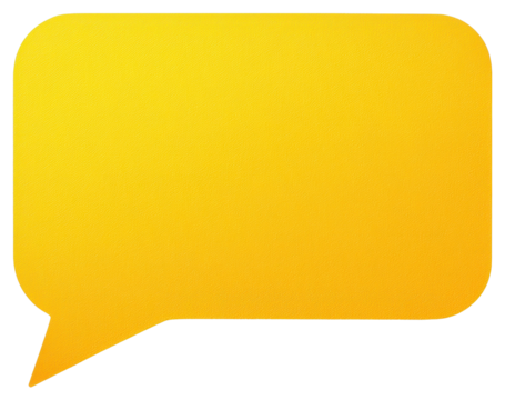 Textured Golden Yellow Speech Bubble with Smooth Edges and Glossy Sheen Against Transparent Backdrop