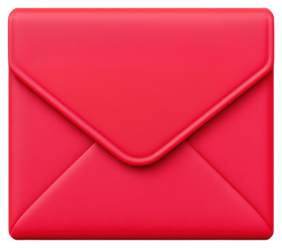 Textured Red Envelope Icon with Smooth Flap Isolated on Transparent Background