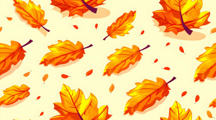 Obraz premium A vibrant pattern of autumn leaves in shades of orange against a light background.