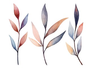 Elegant watercolor leaves with vibrant hues set against a clean background