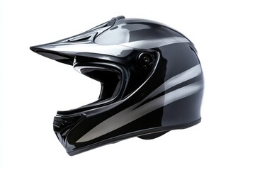 Fototapeta premium High-quality black motorcycle helmet on a clean white background showcasing sharp details and realistic lighting