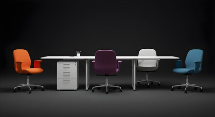 chair-office furniture-movable-modern furniture-office chair- black-white-orange-purple-blue-pink