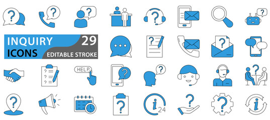 icon set about inquiry in vector. inquiry icon set. set icons about inquiry.  vector illustration.