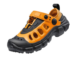 pair of water shoes designed for rocky beaches, featuring vibrant orange color and breathable mesh. Ideal for outdoor activities and water sports enthusiasts