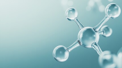 A close-up of large water molecules bonded together by small spheres, embodying the essence of chemical science and natural mechanics.